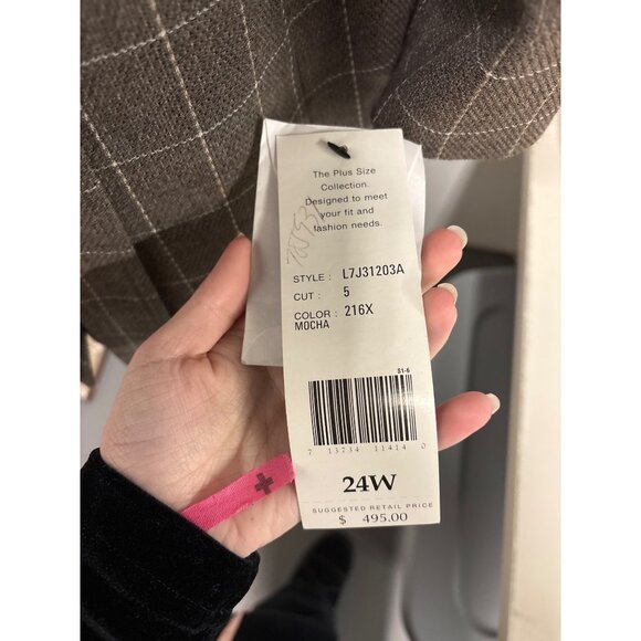 Anne Klein II Womens Brown Plaid Wool Blazer 24W Double-Breasted Tall Plus - Picture 16 of 16